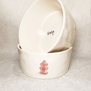 Rae Dunn Pet Food Bowl Fire Hydrant Gulp White